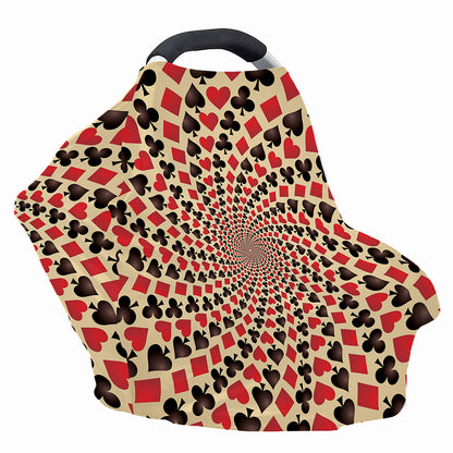 Swirl Playing Card Suits Print Baby Seat Cover