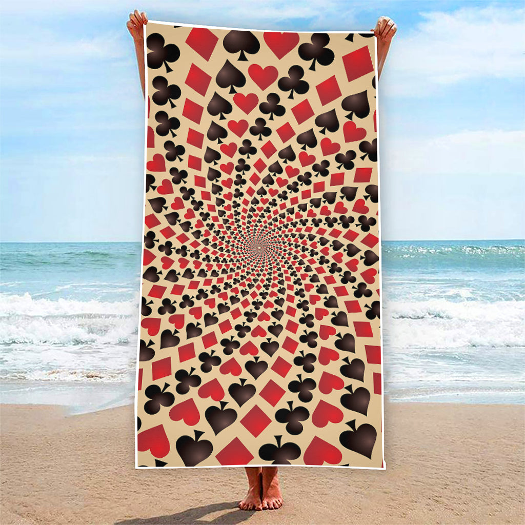 Swirl Playing Card Suits Print Beach Towel