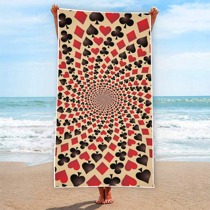 Swirl Playing Card Suits Print Beach Towel