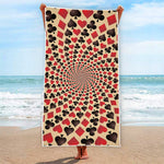 Swirl Playing Card Suits Print Beach Towel