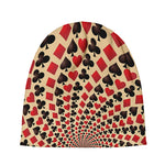 Swirl Playing Card Suits Print Beanie