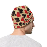 Swirl Playing Card Suits Print Beanie