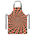 Swirl Playing Card Suits Print Bib Apron With Pocket