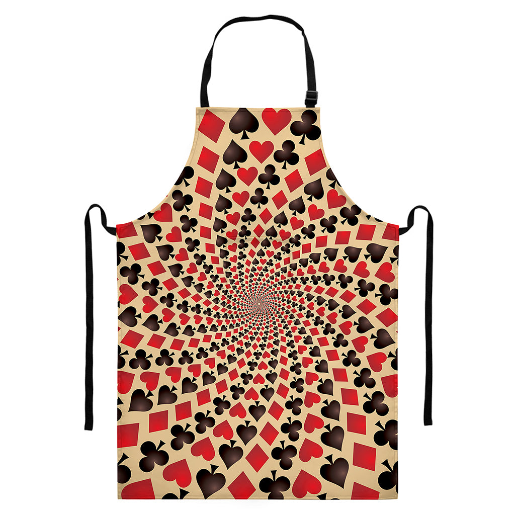 Swirl Playing Card Suits Print Bib Apron With Pocket
