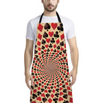 Swirl Playing Card Suits Print Bib Apron With Pocket