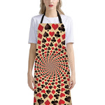Swirl Playing Card Suits Print Bib Apron With Pocket