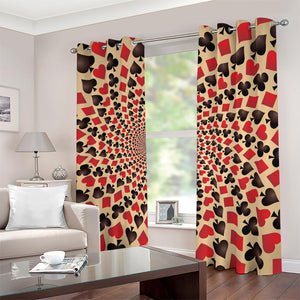 Swirl Playing Card Suits Print Blackout Grommet Curtains