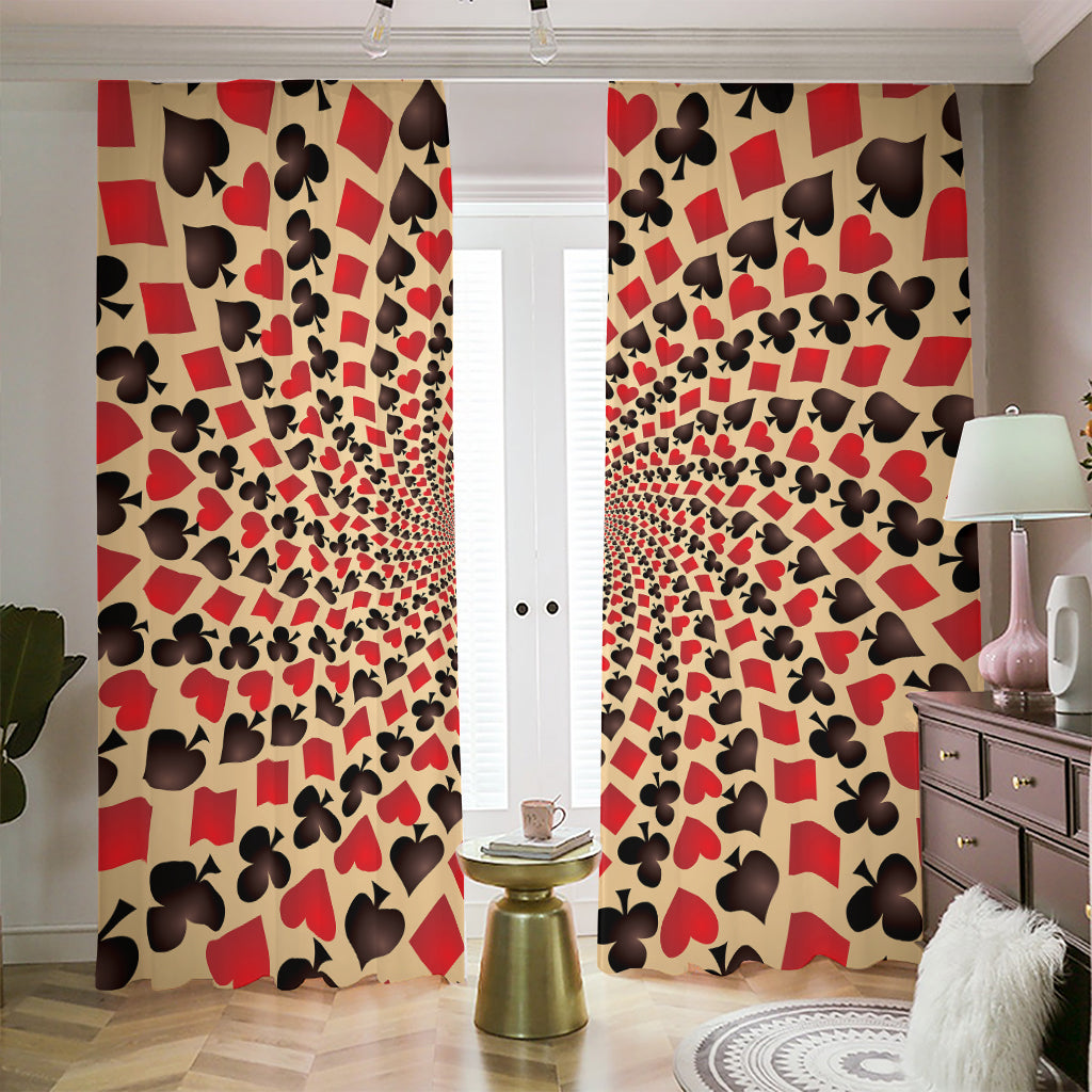 Swirl Playing Card Suits Print Blackout Pencil Pleat Curtains