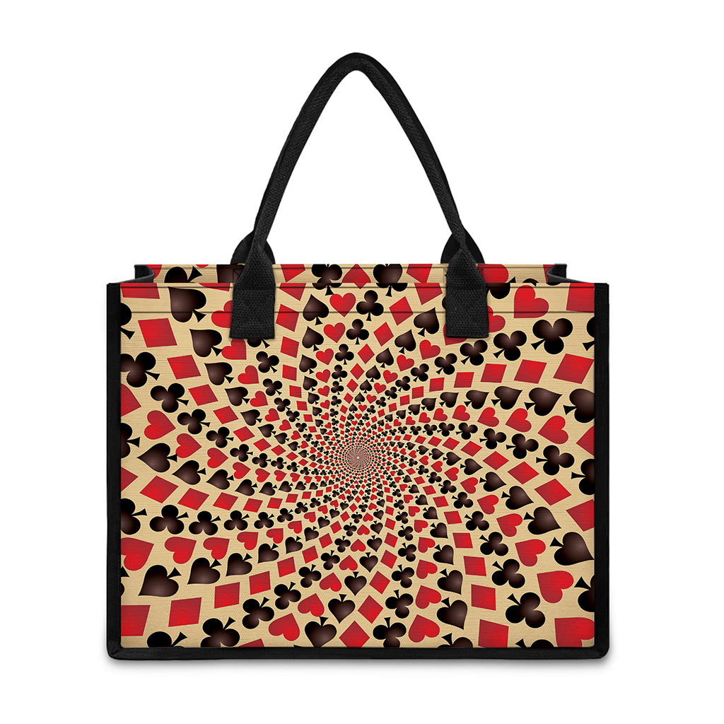 Swirl Playing Card Suits Print Canvas Tote Bag