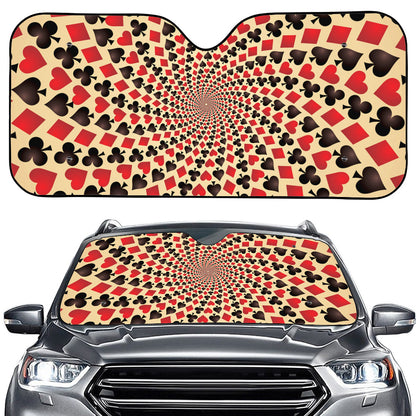 Swirl Playing Card Suits Print Car Windshield Sun Shade