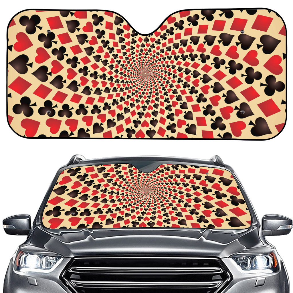 Swirl Playing Card Suits Print Car Windshield Sun Shade