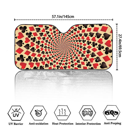 Swirl Playing Card Suits Print Car Windshield Sun Shade