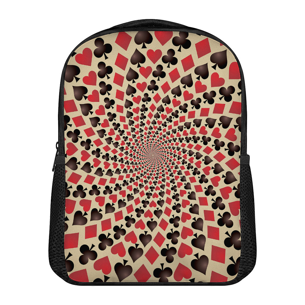Swirl Playing Card Suits Print Casual Backpack