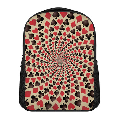 Swirl Playing Card Suits Print Casual Backpack