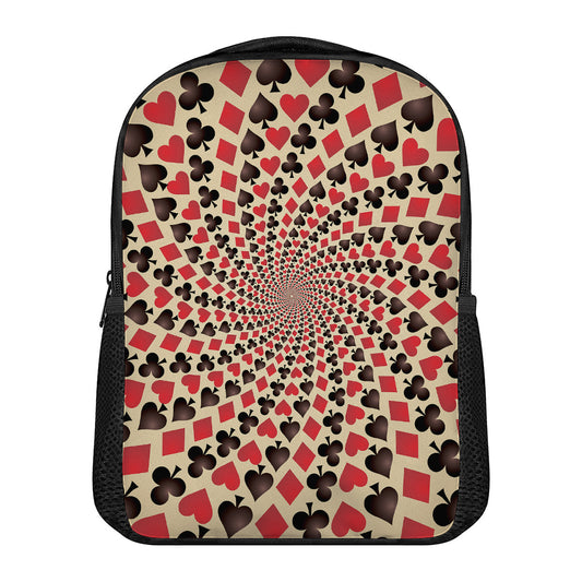 Swirl Playing Card Suits Print Casual Backpack