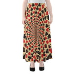 Swirl Playing Card Suits Print Chiffon Maxi Skirt