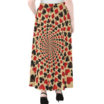 Swirl Playing Card Suits Print Chiffon Maxi Skirt