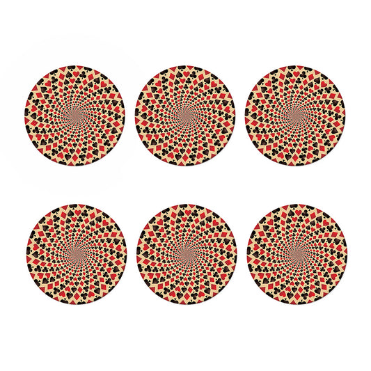 Swirl Playing Card Suits Print Coaster Set