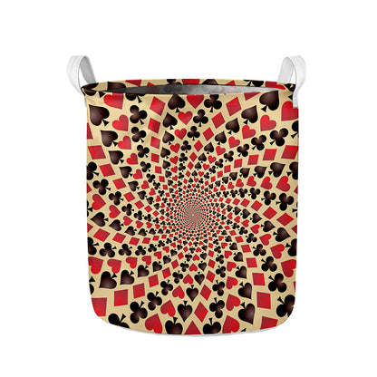 Swirl Playing Card Suits Print Collapsible Laundry Basket