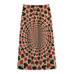 Swirl Playing Card Suits Print Cotton Front Slit Maxi Skirt