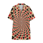 Swirl Playing Card Suits Print Cotton Hawaiian Shirt
