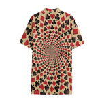 Swirl Playing Card Suits Print Cotton Hawaiian Shirt