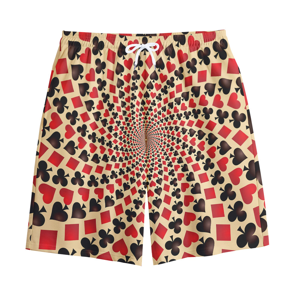 Swirl Playing Card Suits Print Cotton Shorts