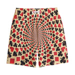 Swirl Playing Card Suits Print Cotton Shorts