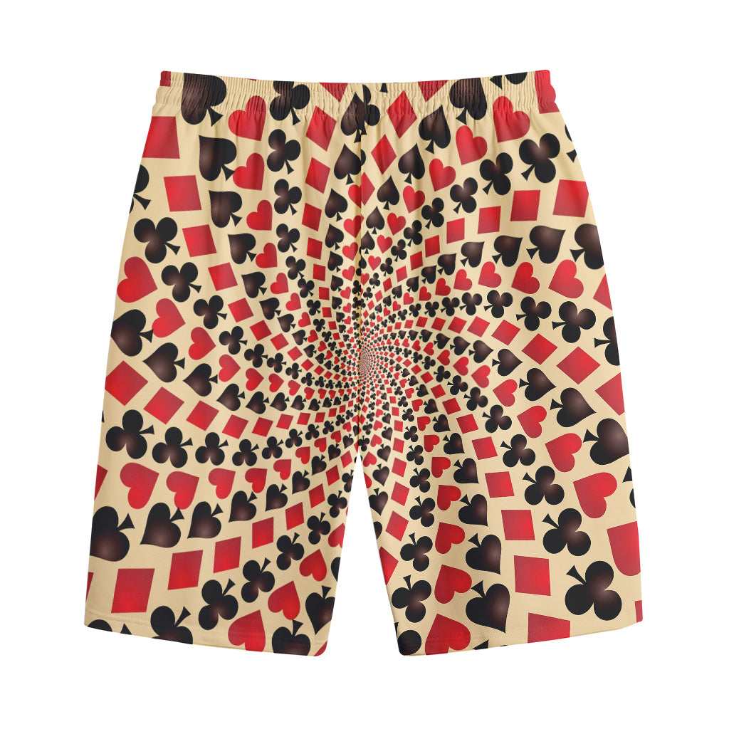 Swirl Playing Card Suits Print Cotton Shorts