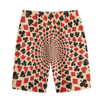 Swirl Playing Card Suits Print Cotton Shorts