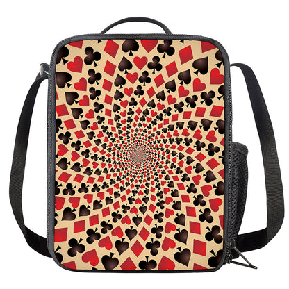 Swirl Playing Card Suits Print Crossbody Lunch Bag