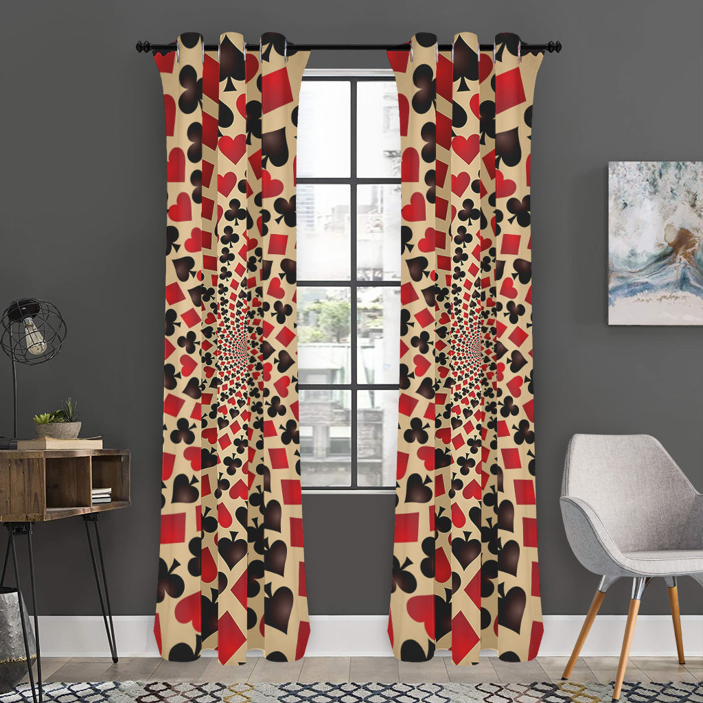 Swirl Playing Card Suits Print Curtain