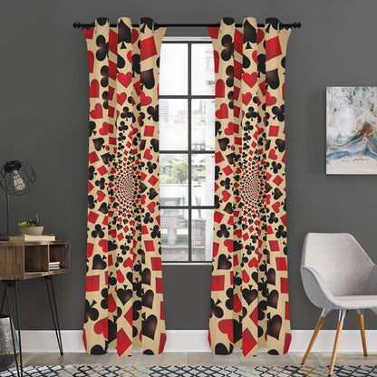 Swirl Playing Card Suits Print Curtain