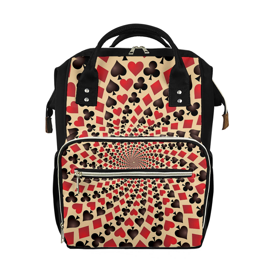 Swirl Playing Card Suits Print Diaper Bag