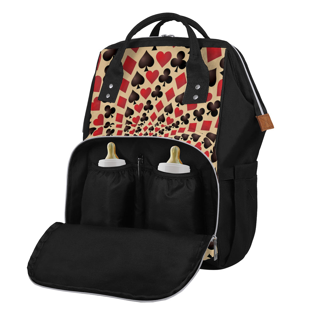 Swirl Playing Card Suits Print Diaper Bag