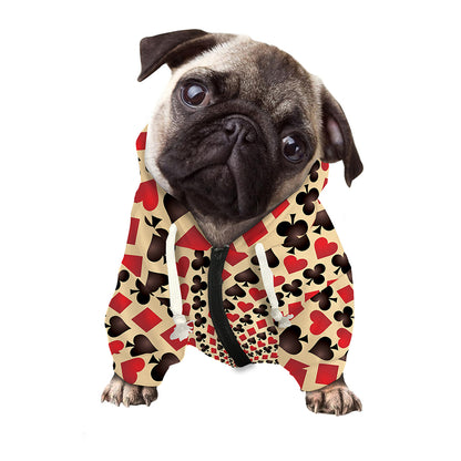 Swirl Playing Card Suits Print Dog Zip Up Hoodie