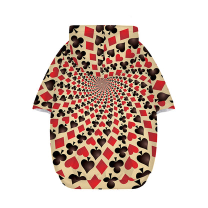 Swirl Playing Card Suits Print Dog Zip Up Hoodie