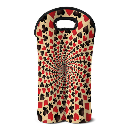 Swirl Playing Card Suits Print Double Neoprene Wine Tote