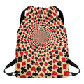 Swirl Playing Card Suits Print Drawstring Backpack