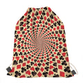 Swirl Playing Card Suits Print Drawstring Bag