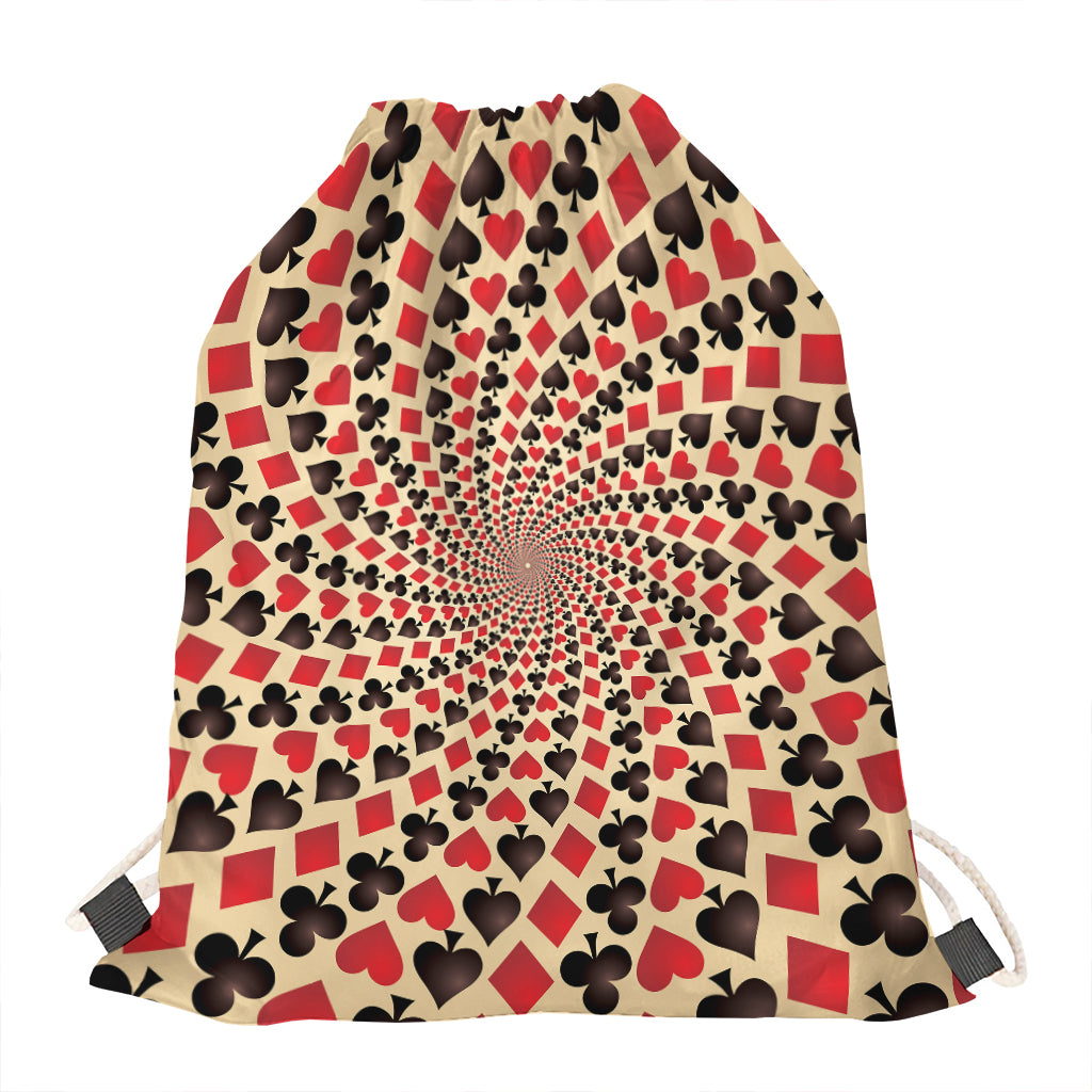 Swirl Playing Card Suits Print Drawstring Bag