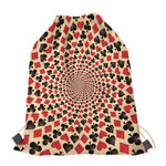 Swirl Playing Card Suits Print Drawstring Bag