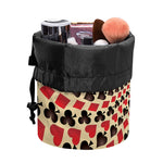 Swirl Playing Card Suits Print Drawstring Makeup Bag
