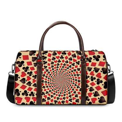 Swirl Playing Card Suits Print Duffle Bag