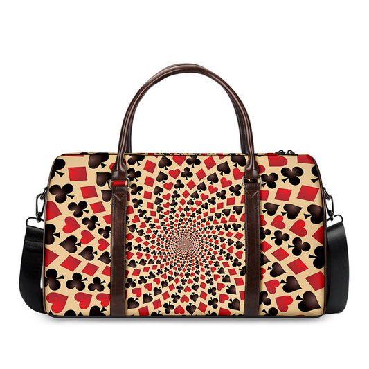 Swirl Playing Card Suits Print Duffle Bag