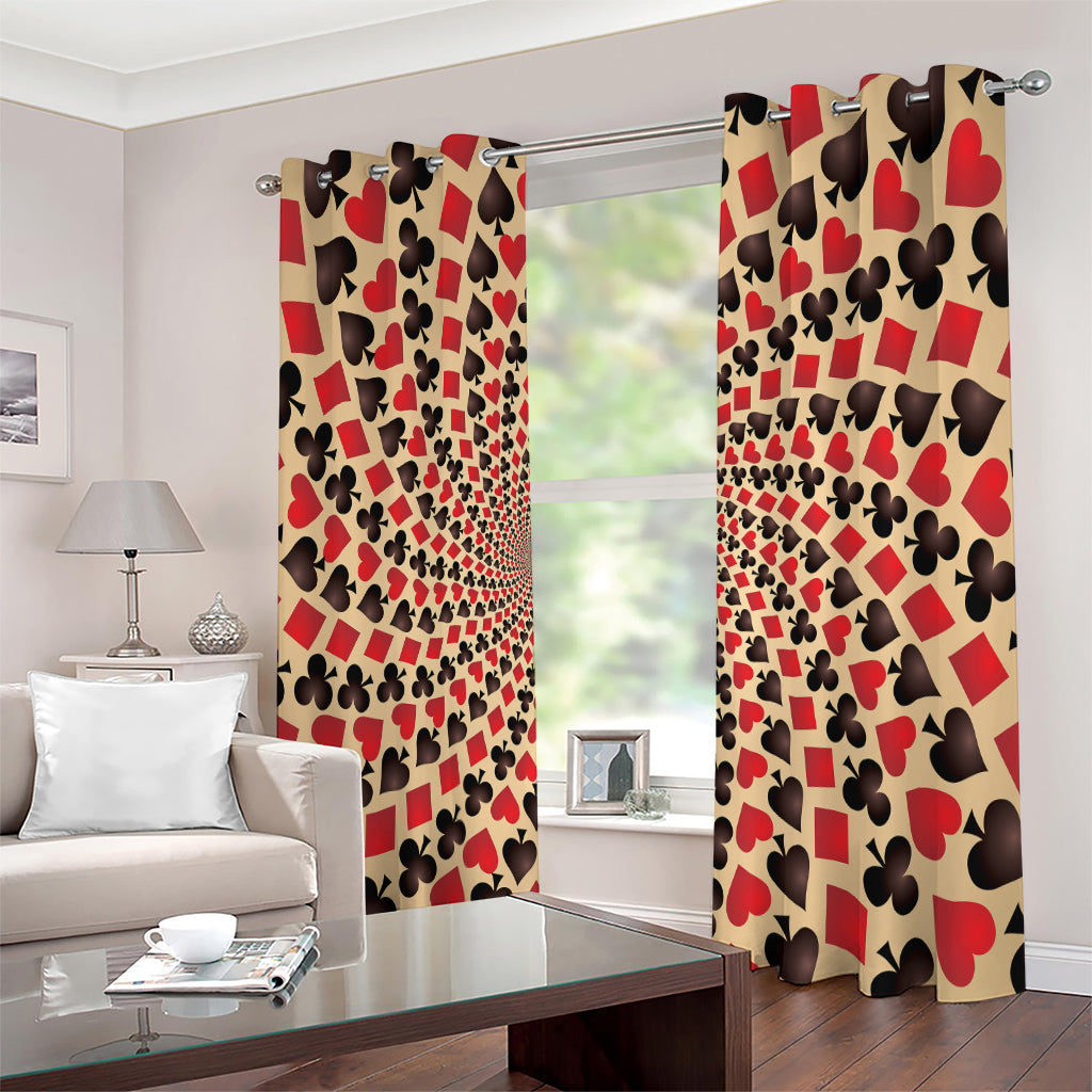 Swirl Playing Card Suits Print Extra Wide Grommet Curtains