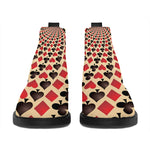 Swirl Playing Card Suits Print Flat Ankle Boots