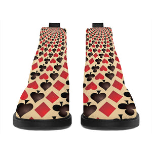 Swirl Playing Card Suits Print Flat Ankle Boots