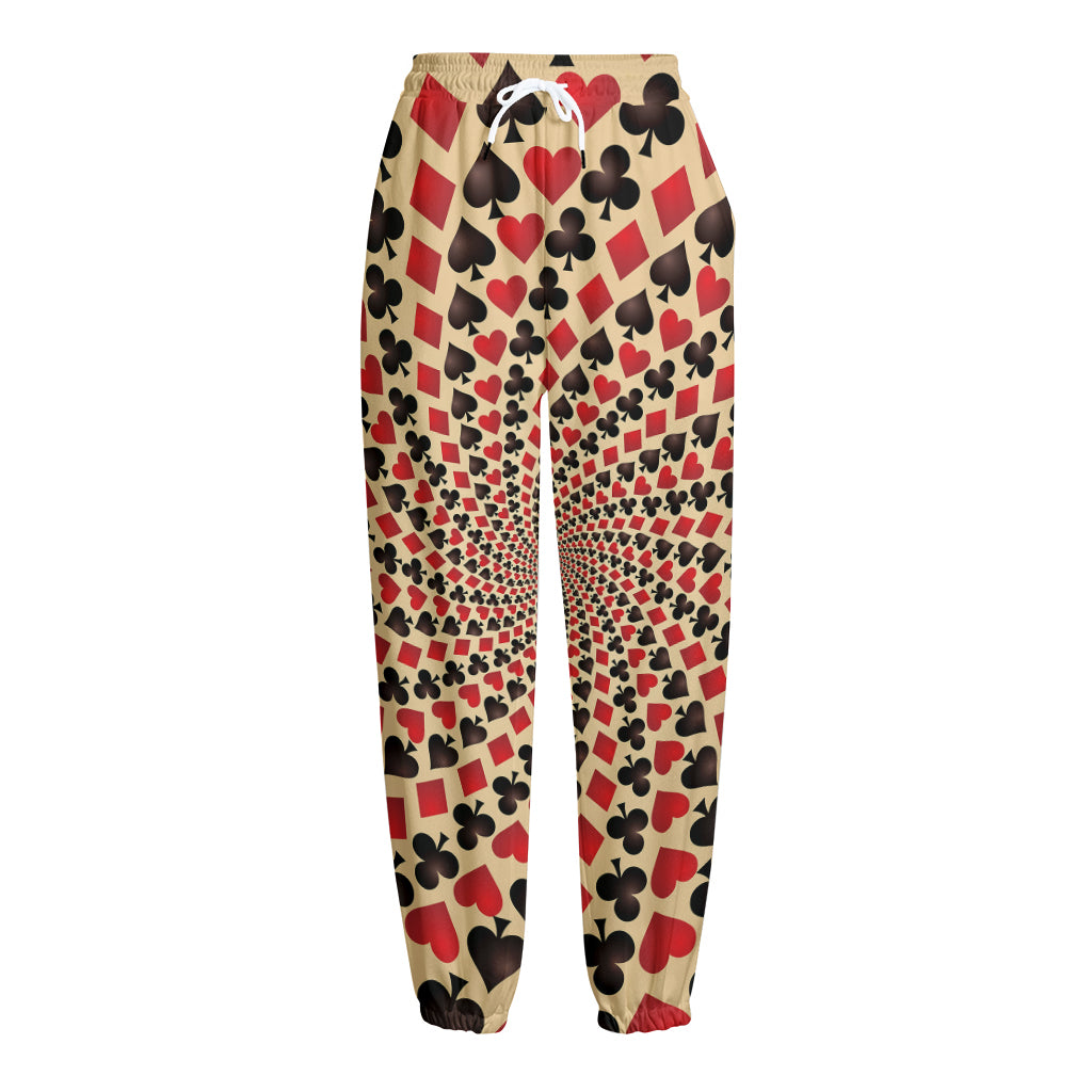 Swirl Playing Card Suits Print Fleece Lined Knit Pants