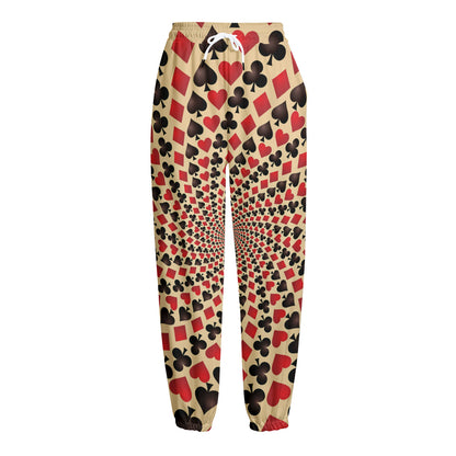 Swirl Playing Card Suits Print Fleece Lined Knit Pants